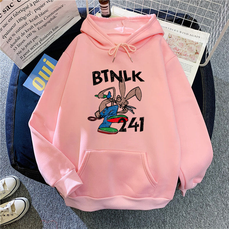 Slogan Graphic Hoodie plus Size Loose Velvet Padded Hooded Sweatshirt