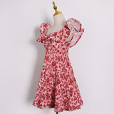 Homecoming Dresses Spring Fashion High Waist V-neck Flying Sleeves Ruffled Dress