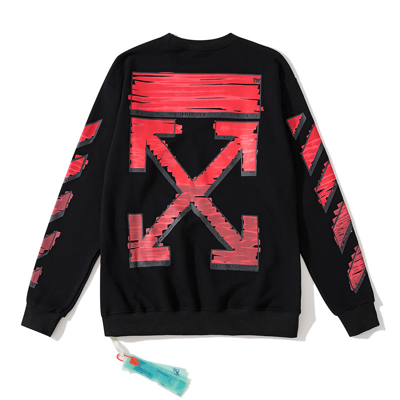 Off White Sweatshirts Long Sleeve round Neck Sweater Autumn and Winter Pattern round Neck Pullover Terry Sweater