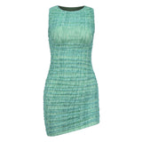 Women Summer Dresses Mini Dress Beauty Clothing Party Sexy Double-Layer Mesh Printed Pleated Short Skirt Dress