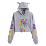 In Memory of Kobe Hoodie Kobe Memorial Clothing Casual Navel Cat Ears Hooded Sweater for Women