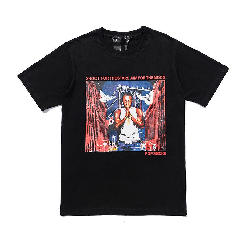Vlone Summer Short Sleeve Tshirt Hip Hop Character Male and Female Couples Wear OS Half Sleeve