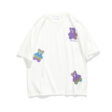 Men's T-shirt Summer Cartoon Bear Printed Short Sleeve T-shirt Men's Half Sleeve Casual Loose Couple