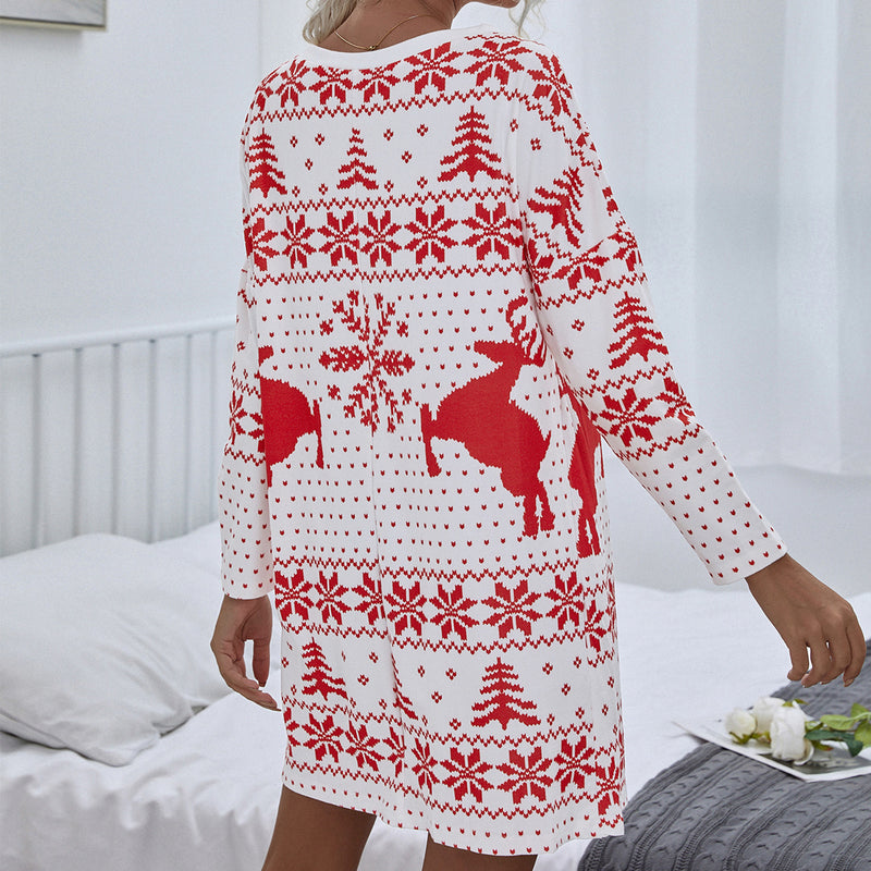 Sweater Dress Outfit With Tights 2 Piece Set Autumn and Winter Printed Knitted Dress