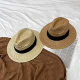 Straw Hat Sun-Proof Straw Hat Women's Summer Beach Sun Hat Jazz Top Hat