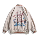 Letterman Jacket Outfit Senior Jackets Varsity Baseball Coat Spring Street Cartoon Printed Baseball Jacket Casual Coat