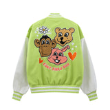 Letterman Jacket Outfit Senior Jackets Varsity Baseball Coat Cartoon Animal Embroidered Baseball Uniform Multi-Color Coat