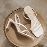 Nude Wide Fit Block Heels Chunky Heel Roman Shoes
