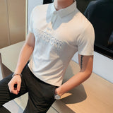 Men Polo Shirts Slim-Fit Lapel Short-Sleeved T-shirt