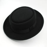 Walter White Hats Breaking Bad Pork Pie Curling Small Brim Top Hat Flat Top Fur Felt Hat