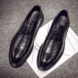 Indo Western Shoes Embossed Crocodile Plaid Men's Shoes Thick-Soled British Leather Shoes Men