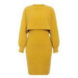 Work Dresses for Teachers Knitted Dress Autumn and Winter Fashion Solid Color Pullover Sweater Women