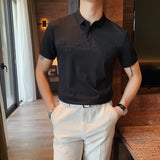 Men Polo Shirts Simple Short Sleeve Lapel T-shirt