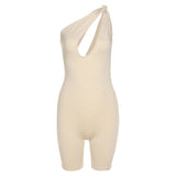 Summer High Waist Tight Sleeveless Casual Sports One-Piece Shorts