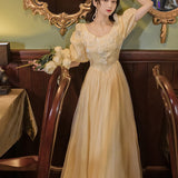 Women cottagecore Dress Yellow Dress for Women Summer Princess Skirt