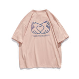 Men's T-shirt Summer Reflective Love Cartoon Short-Sleeved T-shirt Men Loose Casual Half Sleeves