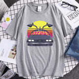 Back to the Future Costume Short Sleeve Letter Crew Neck Men's Printed T-shirt Loose