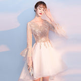 Prom Dresses Evening Gown Female Banquet Short-Length Daily Style Golden Bridesmaid Tuxedo Dress Student