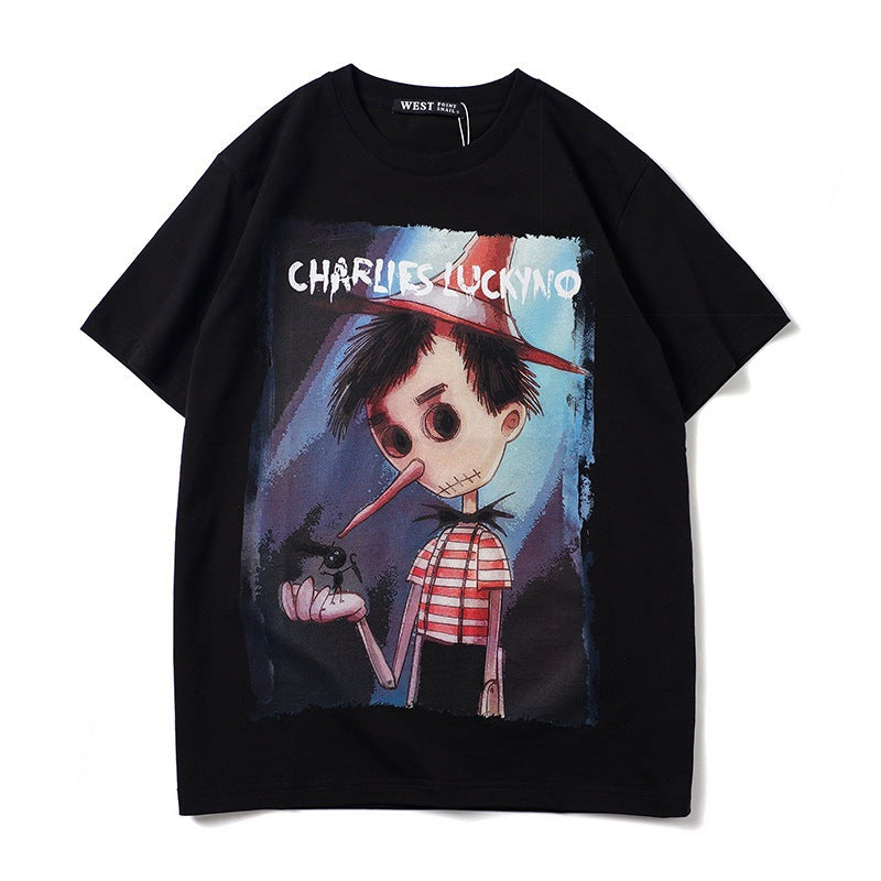 Charlie Luciano T Shirt Pinocchio Pattern Loose