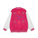 Letterman Jacket Outfit Senior Jackets Varsity Baseball Coat Love Embroidery Contrast Color Stitching Baseball Uniform Men