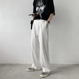 Men Suit Pants Men's Summer Thin Loose Straight Solid Color Casual Pants