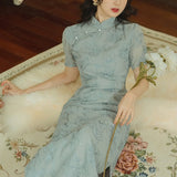 Women Cottagecore Dress Summer Embroidered Maxi Dress