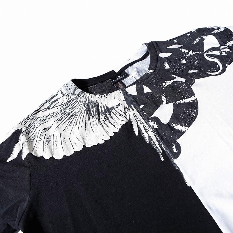 Marcelo Burlon T Shirt Python Wings Feather Printed Short Sleeve T-shirt Loose Couple Outfit Men and Women