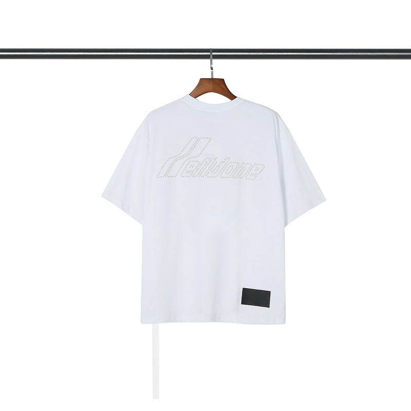 We11done T Shirt Letters Hot Beads Letters Loose Casual Men and Women