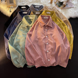 Corduroy Patch Jacket Long Sleeve Corduroy Shirt Loose Casual Jacket