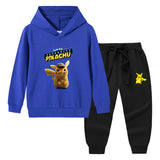 Children Pokemon Pikachu Hoodie & Pant Set Hooded Sweater Trousers Two-Piece Baby Cotton Sweater Set