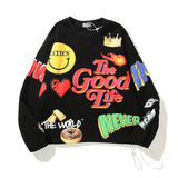Kanye Hoodie Three-Dimensional Graffiti Smiley Sweater Hip Hop Loose Coat