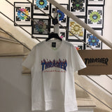 Thrasher T Shirt Thrasher Blue Red Flame Loose Short Sleeve Fall Winter Couples
