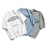 Men's T-shirt Men's Short-Sleeved Summer round Neck Loose and Simple Cotton Letter Couple Tee
