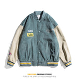 Varsity Jacket for Men Men Retro Street Contrast Color Corduroy Baseball Uniform Baseball Jackets