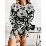Sweater Dress Outfit With Tights 2 Pieces Set Women Sweater Snowflake Christmas Jacquard Knitted Dress