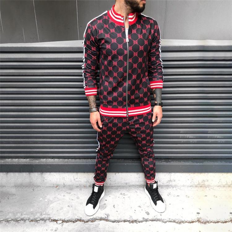 Men′s Athletic Tracksuit Sweat Suits for Men Outfits Spring and Autumn Fashion Outdoor Leisure Men's Clothing Coat Trousers Sportswear