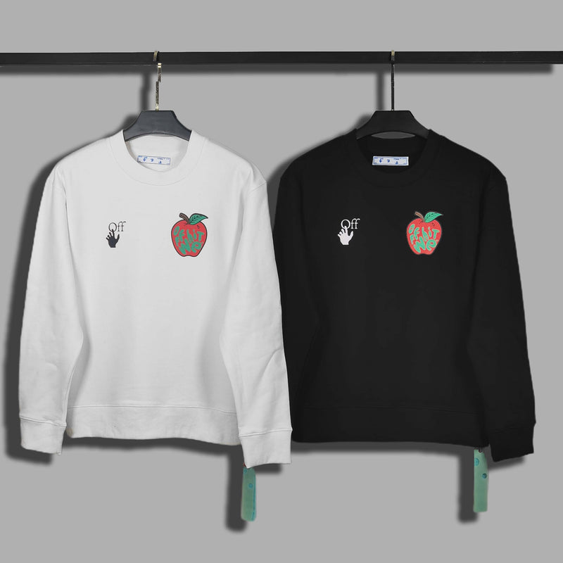 Off White Long Sleeve Round Neck Sweater Autumn And Winter Printed Crew Neck Sweatshirt Men And Women