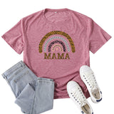 Boy Mama T Shirt Leopard Print Rainbow Mama Pattern Printed T-shirt