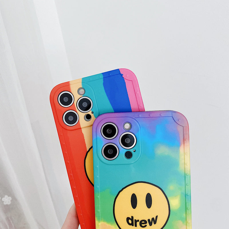 justin b drew phone case Fashion Brand Drew Phone Case Female Apple 12 Pro Max 11 Smiley Face
