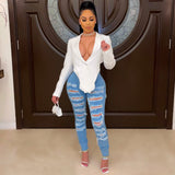 Women Distressed Denim Jeans Ripped Jean Stretch Ripped Jeans