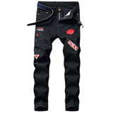 J Shaped Jeans Embroidered Men's Jeans Slim Straight