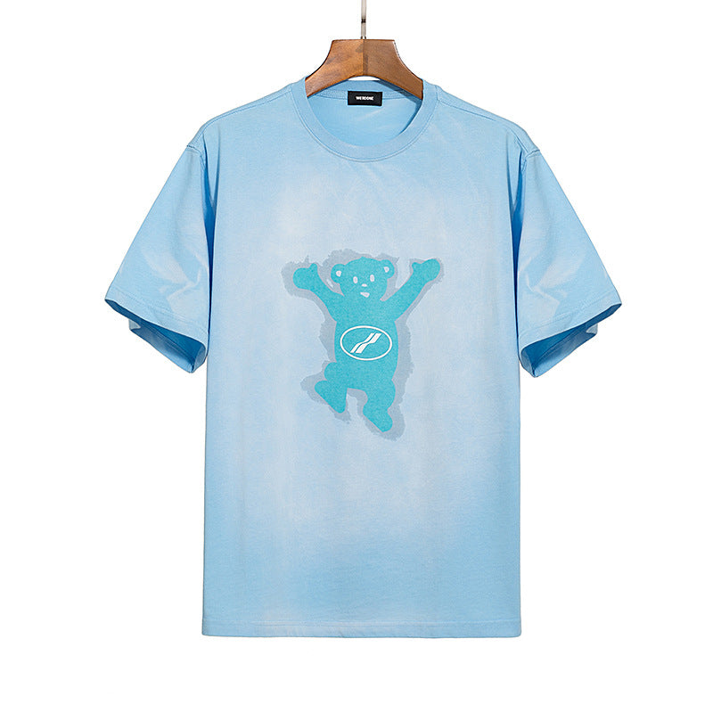 We11done T Shirt Cartoon Bear Loose Men's and Women's round Neck Short Sleeve Cotton