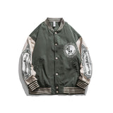 Varsity Jacket for Men Spring Stand Collar Jacket Hip Hop Printed Unisex Uniform