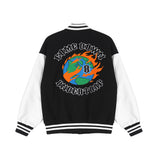 Letterman Jacket Outfit Senior Jackets Varsity Baseball Coat Cartoon Letter Embroidery Baseball Uniform Men Loose Stand-up Collar Jacket