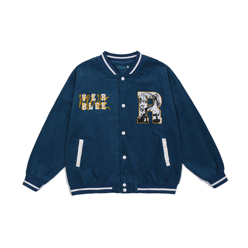 Letterman Jacket Outfit Senior Jackets Varsity Baseball Coat Men's Loose Lapel Jacket