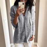 Women Sherpa Jacket Autumn Winter Sweater Women's Hooded Women's Pullover Plush Top