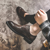 Indo Western Shoes British Fashion Retro Pointed Casual Leather Shoes Brogue Men's Shoes