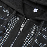 Skeleton Hoodie Autumn Sexy Loose Hooded Zipper Top