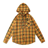 Off White Hoodie Long Sleeve Autumn Shirt Spring and Summer Plaid Striped Cardigan Hooded Shirt for Men and Women