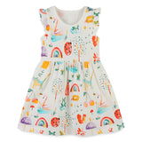 Girl Dress Children's Summer Clothing Skirt Cartoon Printed Short Sleeve